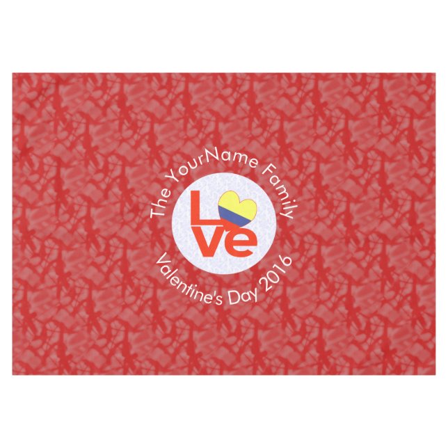 Mantel Bandera colombiana de AMOR rojo personalizada (Frente (Horizontal))