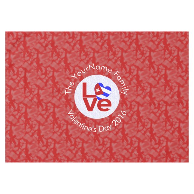 Mantel Bandera Cubana de Amor Personalizada  (Frente (Horizontal))