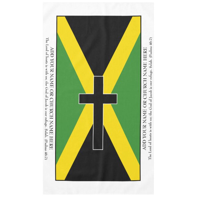 Mantel Bandera de Jamaica personalizado con cruz negra (Anverso)