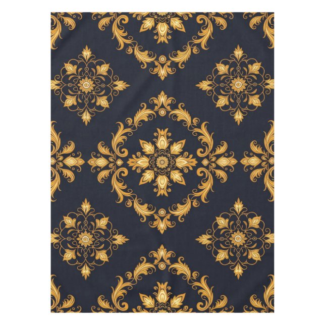 Mantel "Barockes Ornament-Muster in Gold und Schwarz" (Anverso)
