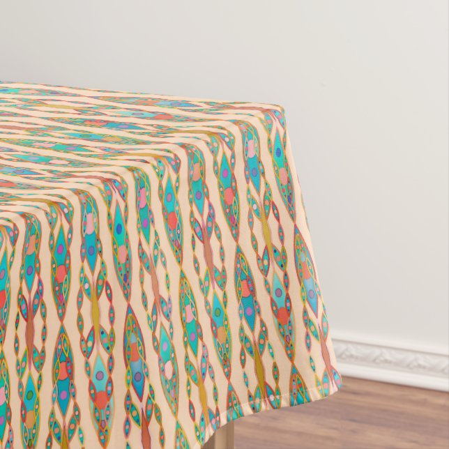 Mantel Batik Tribal - Melocotón Rosa y Turquesa (In Situ)