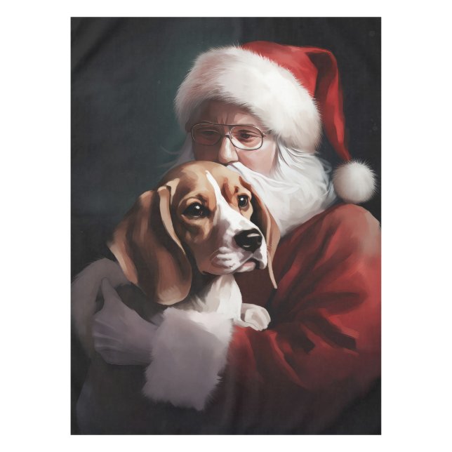 Mantel Beagle con Navidades festivos de Santa Claus (Anverso)