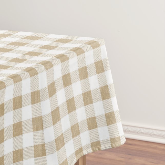 Mantel Beige Gingham Buffalo Plaid ruso neutral (In Situ)