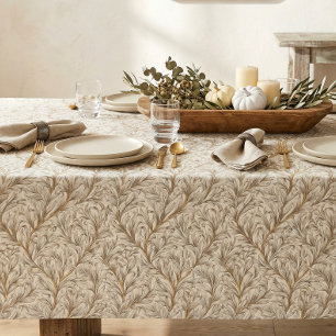 Mantel Beige Neutro Dorado Hoja Botánica William Morris