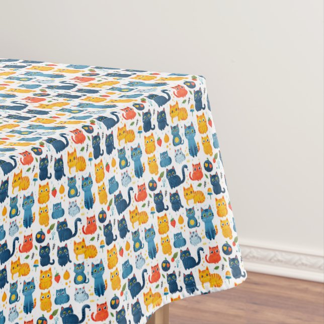 Mantel Bellos gatos kawaii, jugando con juguetes blanco b (In Situ)