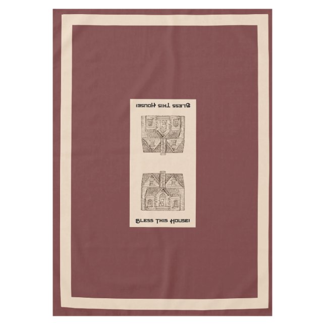 Mantel Bendición Esta Casa con texto y plantilla de image (Anverso)