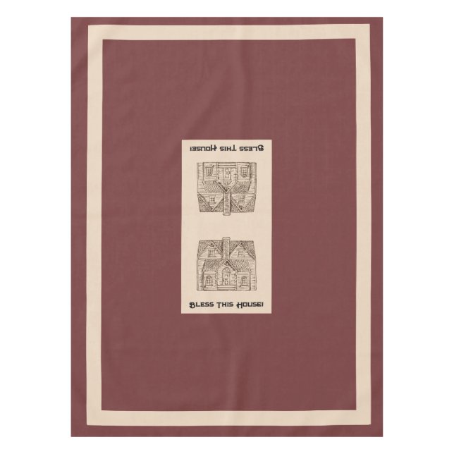 Mantel Bendición Esta Casa con texto y plantilla de image (Anverso)