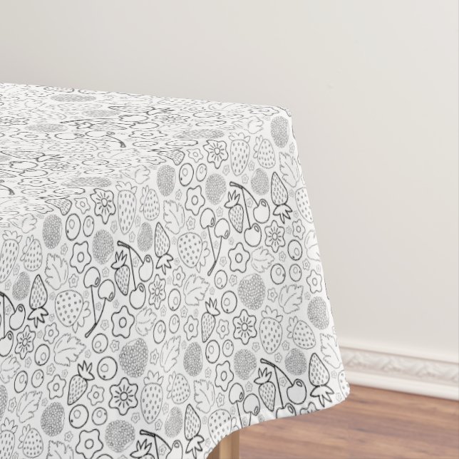 Mantel Berry Strawberry Cherry Black Hand drawn Modern. (In Situ)