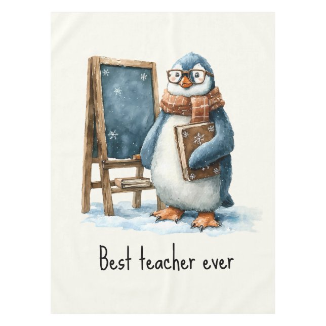 Mantel Best Teacher Ever Winter Penguin Design (Anverso)