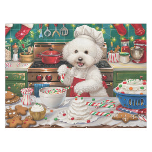 Mantel Bichon Frise Holiday Baking: Navidades festivos