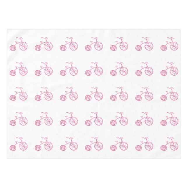 Mantel Bicicleta moteada rosa y blanca inspirada en la co (Frente (Horizontal))