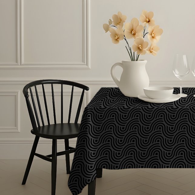 Mantel Black and Grey Modern Geometric Wavy Curved Lines (Subido por el creador)