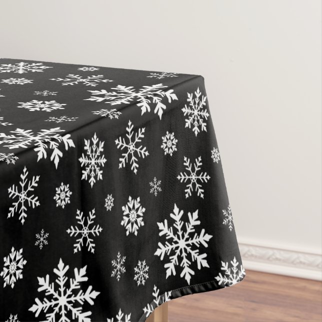 Mantel Black And White Winter Snowflake Pattern Modern (In Situ)