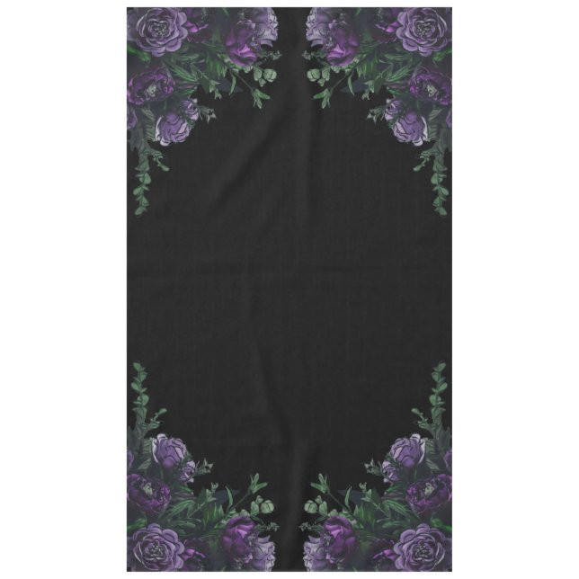 Mantel Black Purple Floral Elegant Wedding Gótico (Anverso)
