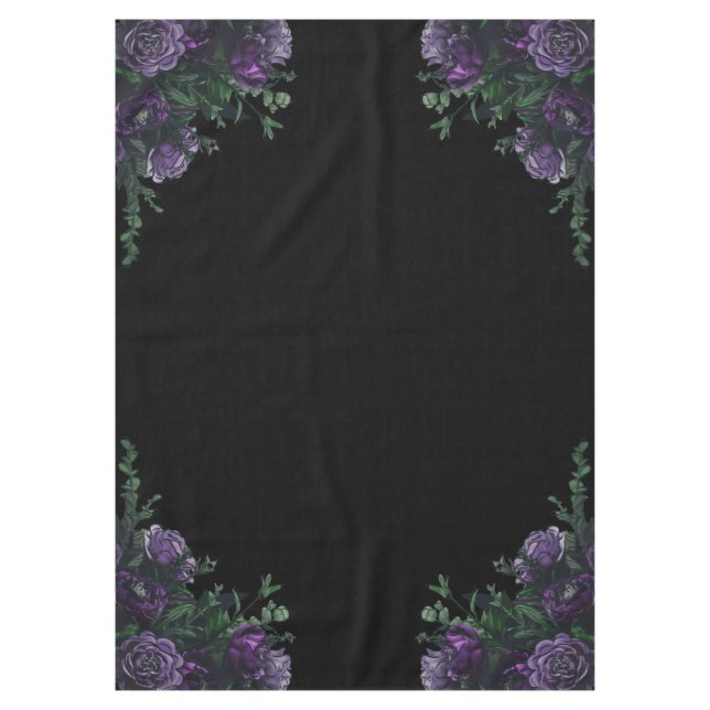 Mantel Black Purple Floral Elegant Wedding Gótico (Anverso)