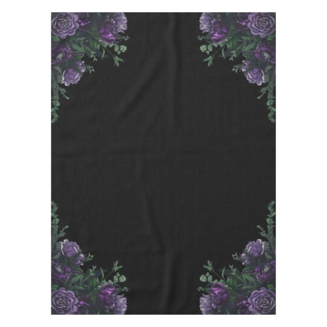 Mantel Black Purple Floral Elegant Wedding Gótico (Anverso)