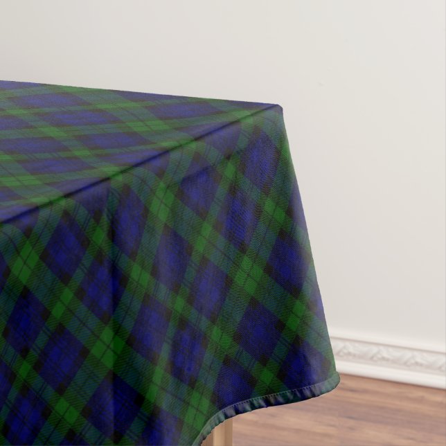 Mantel Black Watch Tartan Blue Green Plage (In Situ)
