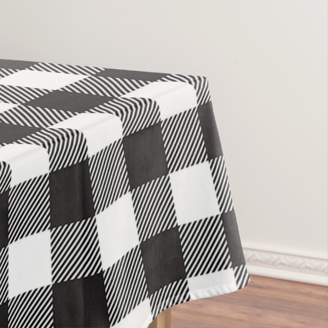 Mantel Black White Buffalo Gingham Check Plate Holiday (In Situ)