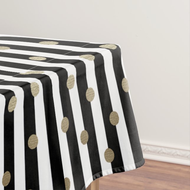 Mantel Black, White & Gold Dot & Stripe (In Situ)
