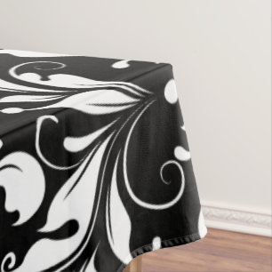 Mantel Blancas Sobre Damascos Florales Vintales Negros