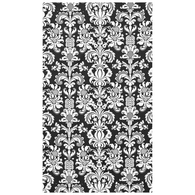 Mantel Blancas Sobre Damascos Florales Vintales Negros (Anverso)
