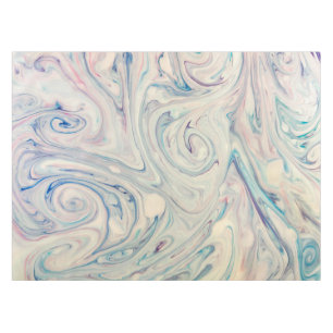 Mantel Blanco Azul Rosa Moderno Abstracto Fluid Marbling