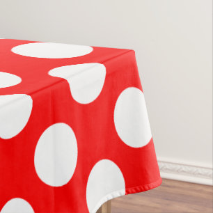 Mantel Blanco sobre puntos de polka de gran tamaño rojo