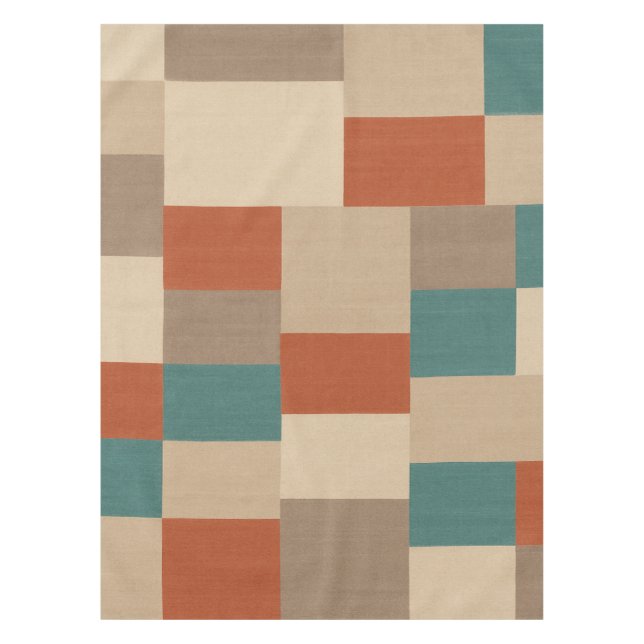 Mantel Bloques geométricos modernos de color turquesa y b (Anverso)
