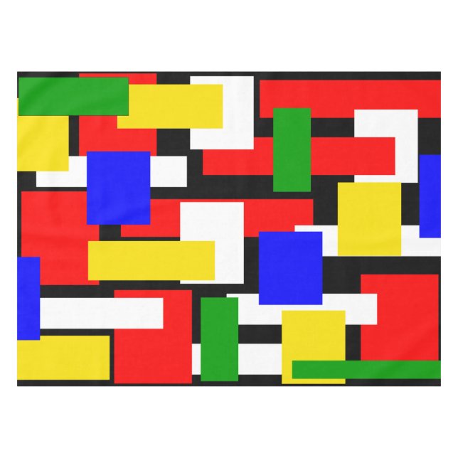 Mantel Bloques rojos, amarillos, negros, azules y verdes (Frente (Horizontal))