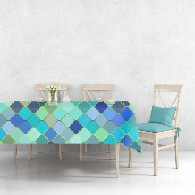 Mantel Blue Aqua Moroccan Mosaic (Blue Aqua Moroccan Mosaic Tablecloth
)