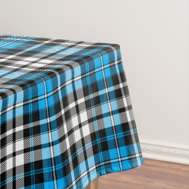 Mantel Blue Black White Plaid Tartan Pattern Design  (In Situ)