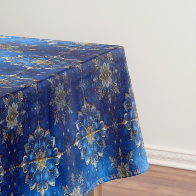 Mantel Blue Decorative Holiday Tablecloth (In Situ)
