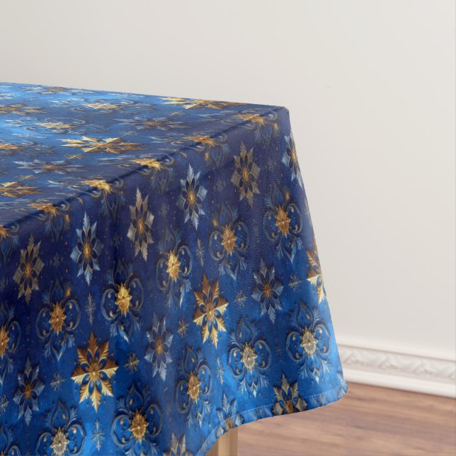 Mantel Blue Decorative Holiday Tablecloth (In Situ)