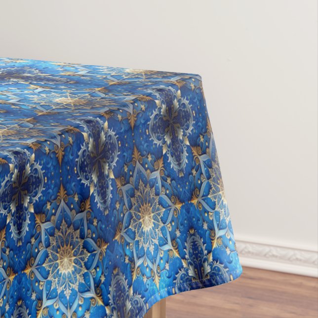 Mantel Blue Decorative Holiday Tablecloth (In Situ)