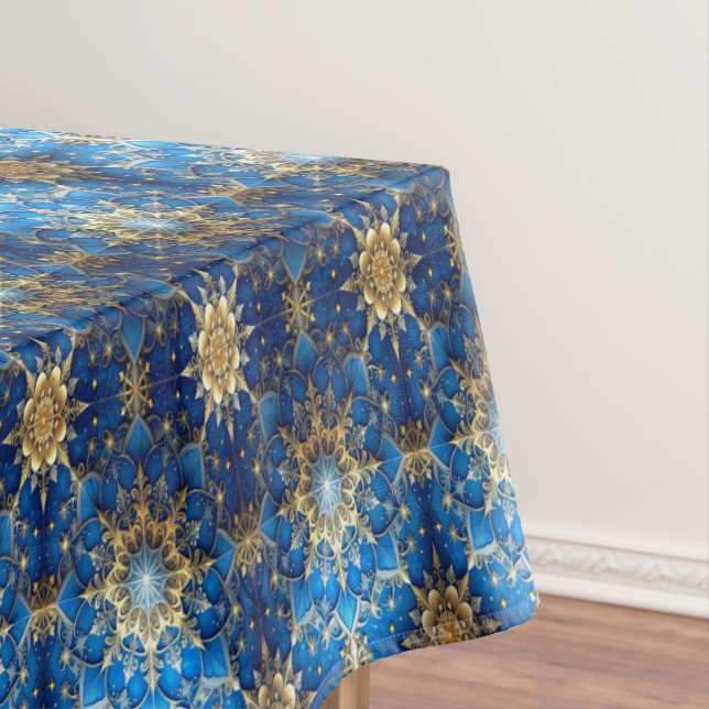 Mantel Blue Decorative Holiday Tablecloth (In Situ)