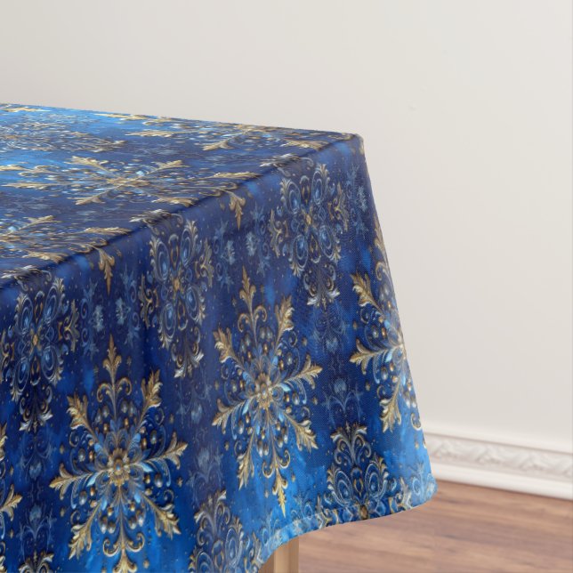 Mantel Blue Decorative Holiday Tablecloth (In Situ)