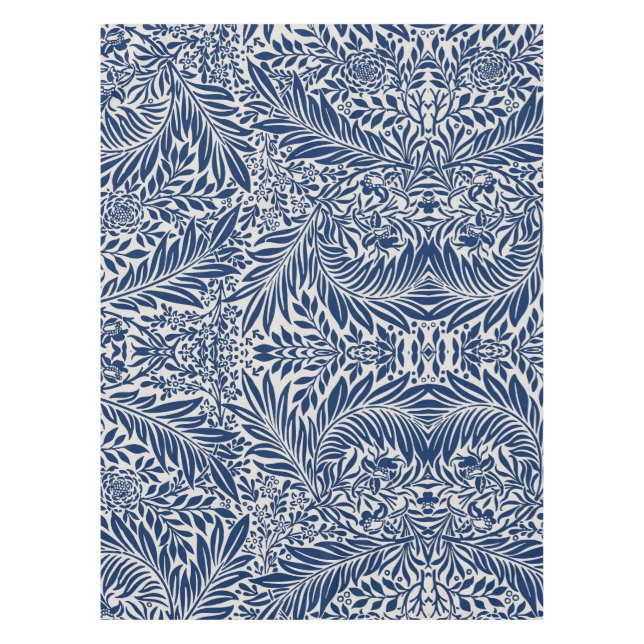 Mantel blue floral pattern with diverse leaves & blossoms (Anverso)