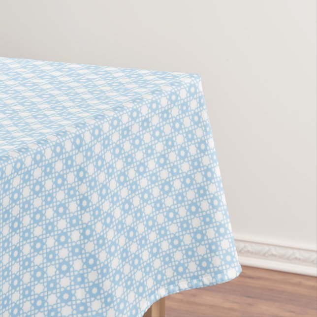 Mantel Blue Flower Plaid Pattern Tablecloth (In Situ)