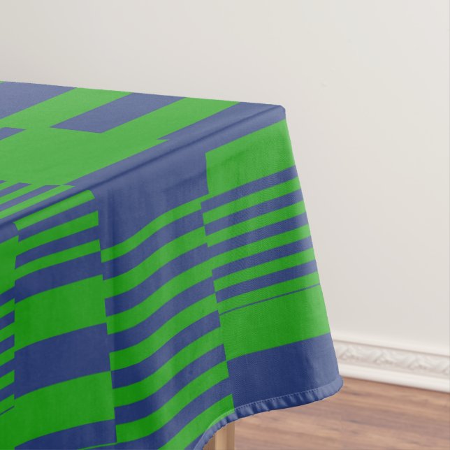 Mantel Blue Green Patchwork Stripes Design  (In Situ)