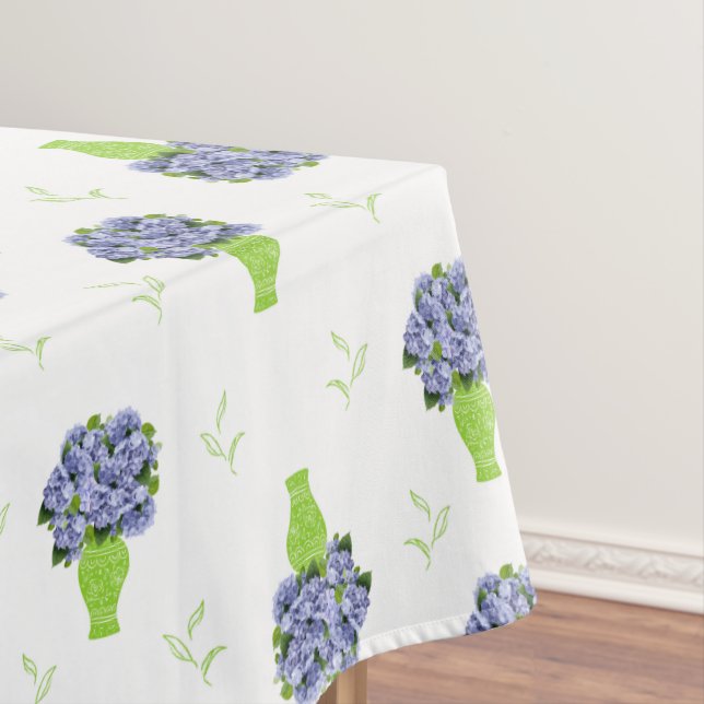Mantel  Blue Hydrangea Green Vase Coastal Pattern (In Situ)