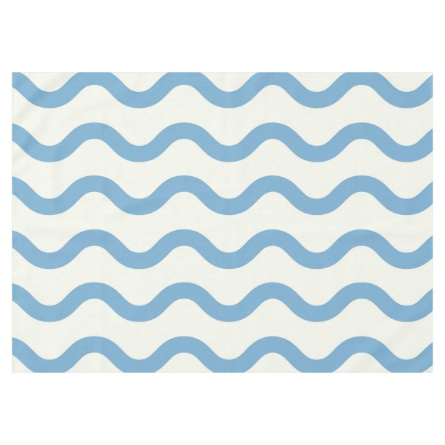 Mantel Blue Nautical Groovy Wavy Stripe Moderno Minimalis (Frente (Horizontal))