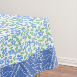 Mantel Blue Periwinkle Floral Boho Faux Patchwork Pattern