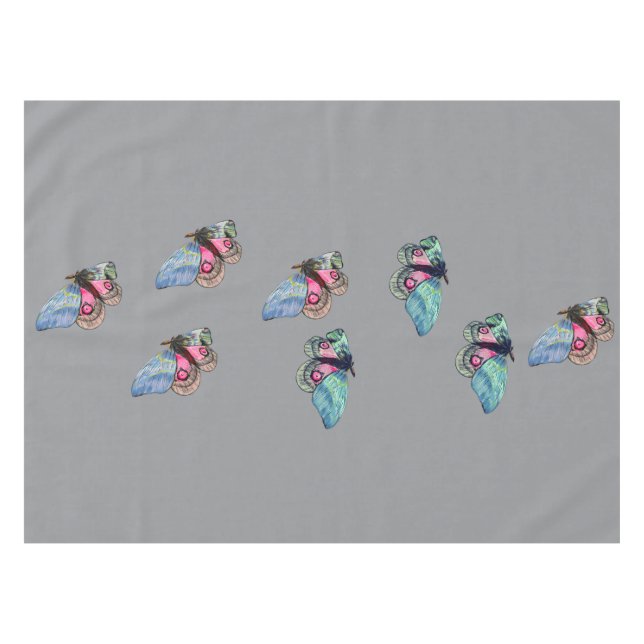 Mantel Blue Pink Exotic Butterflies Pattern (Frente (Horizontal))