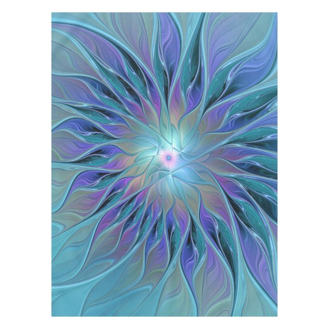 Mantel Blue Purple Flower Dream Resumen arte fractal (Anverso)