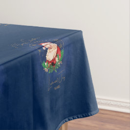 Mantel Blue Santa Pattern Navidad Escandinava Vintage
