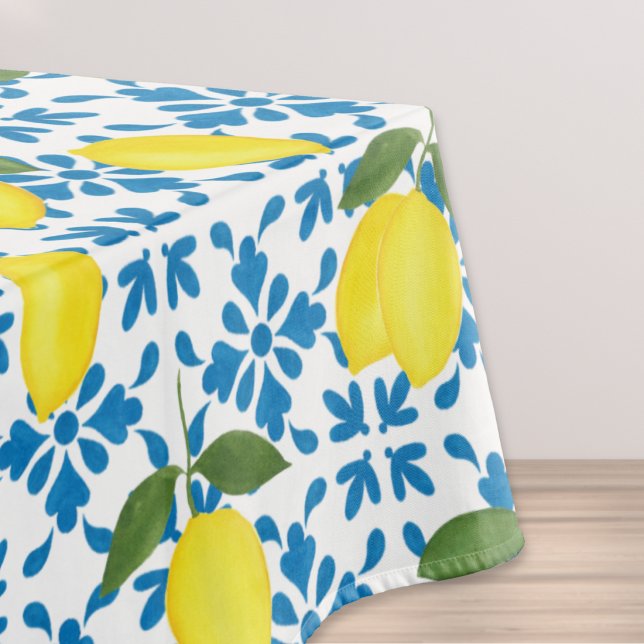 Mantel Blue Tile Yellow Lemon Watercolor (Subido por el creador)