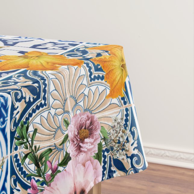 Mantel Blue tiles lemon Mediterranean (In Situ)
