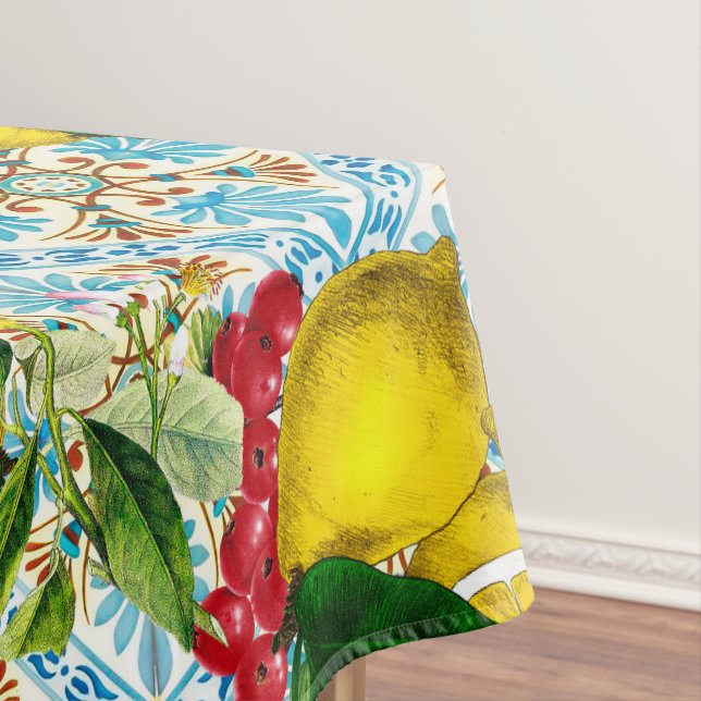 Mantel Blue tiles lemon Mediterranean (In Situ)