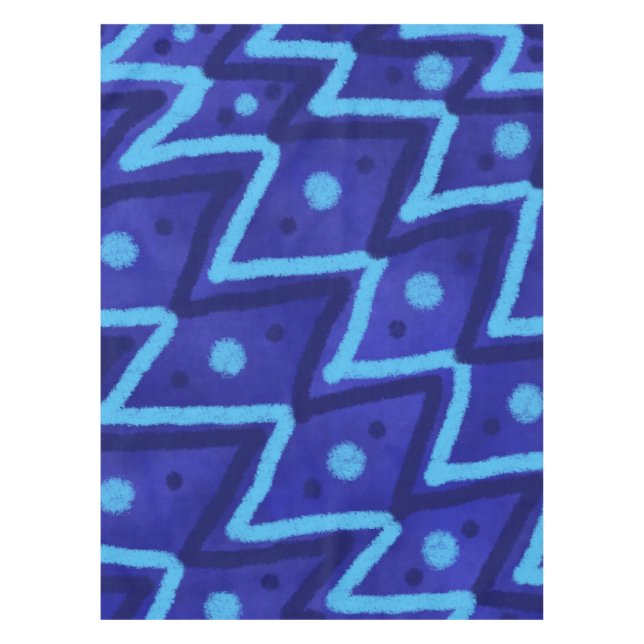 Mantel Blue Zig Zags Dots Funky Pattern  (Anverso)