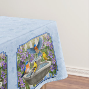 Mantel Bluebirds Goldfinches Flower Garden Fuente Azul